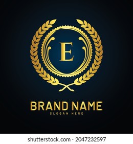 Diseño del logotipo de la letra E de lujo