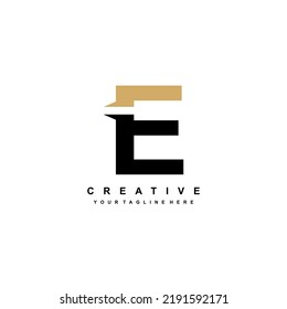 logotipo E de lujo con piezas combinadas en negro y oro. diseño de letra E premium. adecuado para el logotipo comercial, empresa, marketing de productos, tecnología, etc.