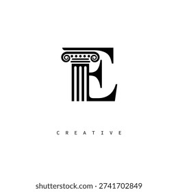 Luxury E Roman Column Logo for Law Firm Monogram Branding