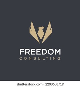 Luxury Eagle Bird Icon. Geometric Modern Eagle Logo Design Vector Template for Law Firm Business Consulting. Freedom Bird Consulting Symbol