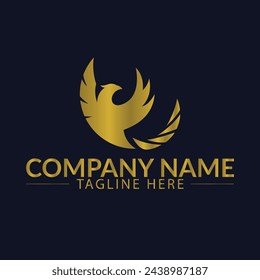 Luxury Eagle with gold color logo template