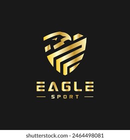 Luxury Eagle Hawk Falcon Shield Logo Line Monogram Symbol Illustration Design Vector Art