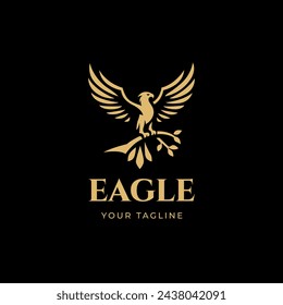 Luxury Eagle Logo Vector. Eagle Wing Flight Logo. Flying Bird Logo. Vector Illustration.