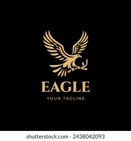 Luxury Eagle Logo Vector. Eagle Wing Flight Logo. Flying Bird Logo. Vector Illustration.