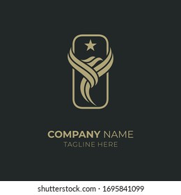 Luxury eagle minimalist line frame badge logo design