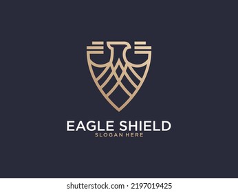 luxury eagle shield line art logo design