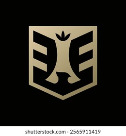 Luxury eagle shield logo design with modern, simple, and adaptable style. Editable file
