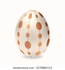 Luxury Easter egg with patten. Realistic easter white chicken eggs. Happy Easter card, banner, poster, greeting card, web, hunt celebration design with eggs. Vector illustration. Happy Easter egg