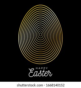 Luxury Easter gold egg square banner. Easter big sale card with big outline egg on black modern background. Vector illustration. Place for your textb