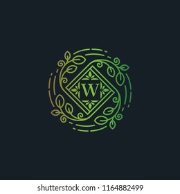 Luxury Eco Leaf Florish Logo template, Letter W icon symbol vector illustration