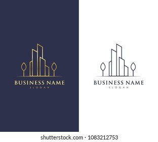 Luxury Ecology Real Estate Business Logo Vector Template, Building, Property Development, and Construction Logo Vector Design Eps 10 with luxury gold color