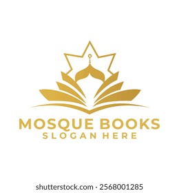 Luxury Education Muslim logo design,Mosque Book logo template Vector illustration