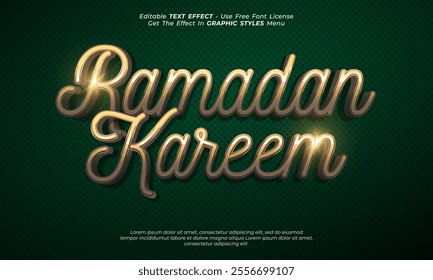 Luxury effect on ramadan text, editable font, typography, 3d text. vector template