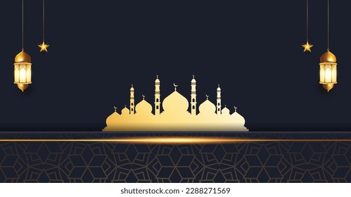 luxury eid mubarak eid al fitr greeting card banner with idul fitri azha ramadan islamic ornament arabesque background
Translation: "Muslim fasting month and celebration day after fasting".