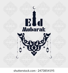 luxury eid Mubarak background greeting card vector, premium Eid Card abstract vector template.