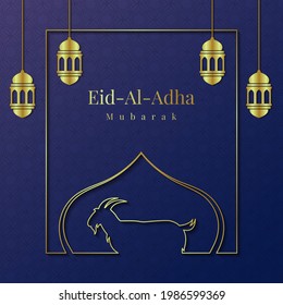 Luxury Eid-Al Adha Mubarak Framed Background Design Template