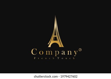 Torre eiffel de lujo con logotipo dorado