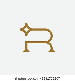 luxury and elegance letter R star logo design template