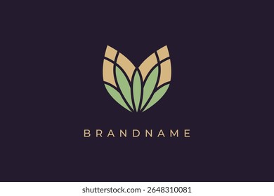 Luxury elegance lotus logo design vector template on dark background.