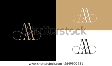 Luxury and elegant AA initials letters monogram logos designs symbol for branding company identity, wedding invitation sign