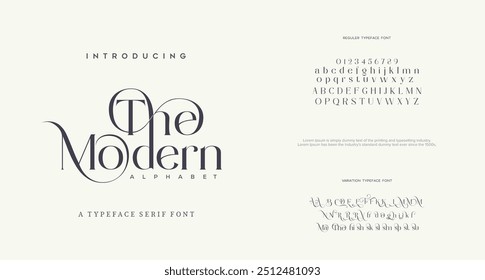 Luxury elegant alphabet letters and numbers. Vintage wedding typography classic serif font decorative vintage retro. creative vector illustration