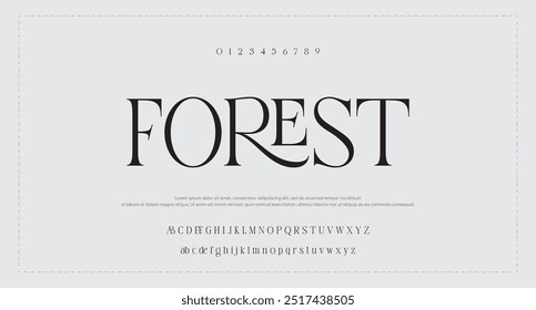 luxury elegant alphabet letters and numbers. Elegant wedding typography classic serif font decorative vintage retro. Creative vector illustration