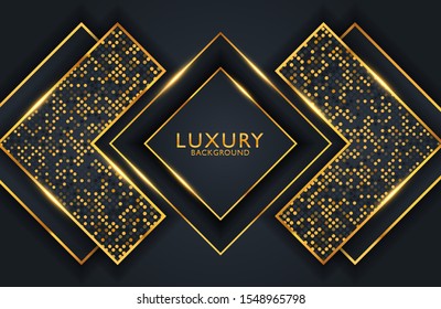 Luxury elegant background with gold geometric shape element and dots particle