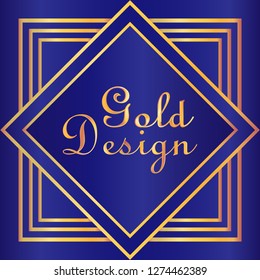 Luxury and elegant background. Made with gold,with gradient blue, gold square, 
