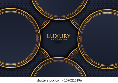 Luxury elegant background with shiny gold element isolated on black. Dark background template, Wedding invitation, Luxury cover design