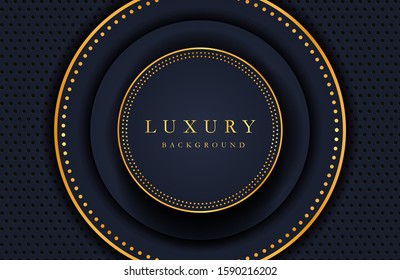 Luxury elegant background with shiny gold element isolated on black. Dark background template, Wedding invitation, Luxury cover design