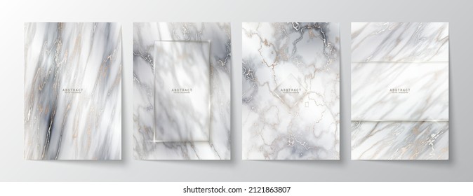 Lujoso y elegante entorno. Textura de mármol blanco y negro con venas doradas y copas de vidrio esmerilado con bordes brillantes. Modernas plantillas premium para la cubierta de invitación, tarjeta o portátil