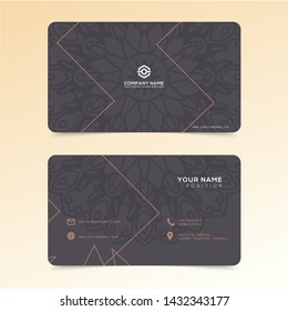 Luxury and elegant black gold business cards template on black background. Vector Illustration