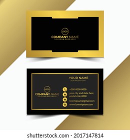 Luxury and elegant black gold business cards template on black background. Vector illustration