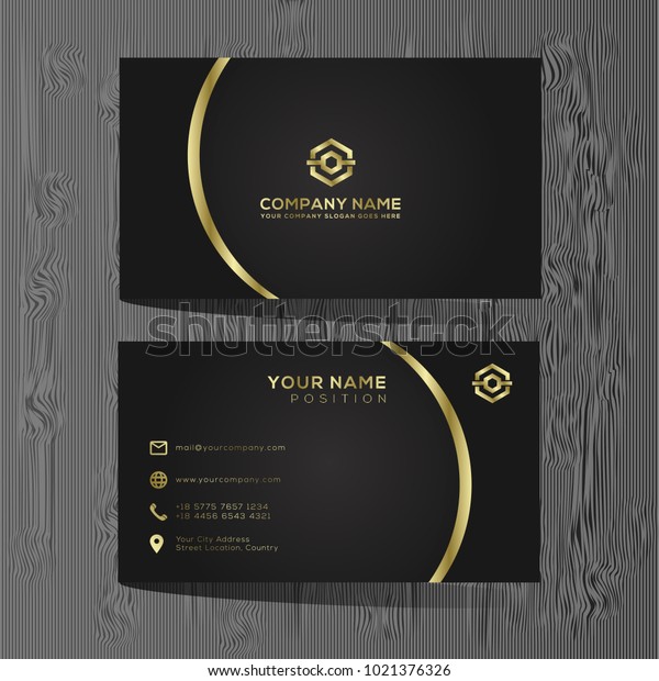 Luxuriose Und Elegante Schwarze Goldene Visitenkarten Vorlage Stock Vektorgrafik Lizenzfrei