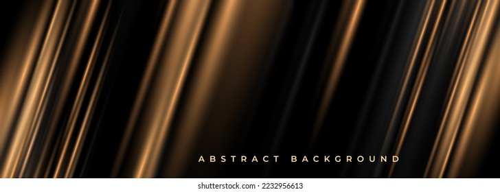 Luxury elegant black and gold wide abstract banner. Dark glamour abstract award background. Vector illustration