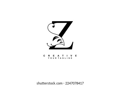 Luxury elegant black Z letter logo design with beautiful flourish ornament. monogram Z. typography Z. suitable for business logos, companies, brands, boutiques, hotels, etc