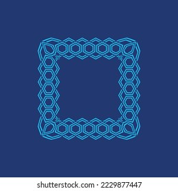 luxury elegant blue square hexagon pattern frame