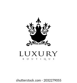luxury and elegant boutique black and white logo design