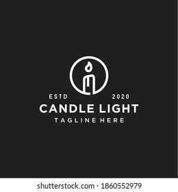 Luxury Elegant Candle Light Simple Linear Logo design icon vector