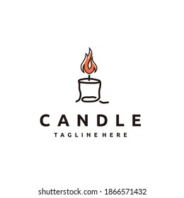 Luxury Elegant Candle Light Simple Linear Logo design icon vector