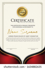 luxury and elegant certificate template with flow line ornament textured background, diploma, Vector illustration