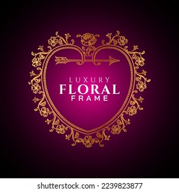 Luxury elegant circle floral frame golden round decorative corners 