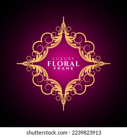 Luxury elegant circle floral frame golden round decorative corners 