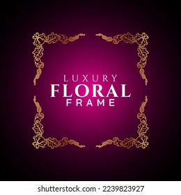 Luxury elegant circle floral frame golden round decorative corners 
