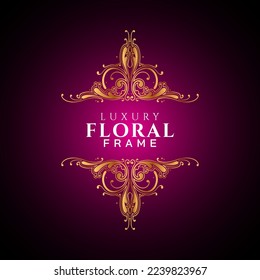 Elegante círculo de lujo marco floral dorado esquinas decorativas redondas 