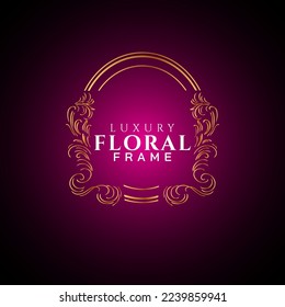 Luxury elegant circle floral frame golden round decorative corners 