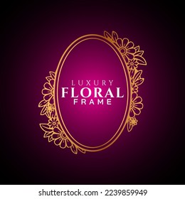 Luxury elegant circle floral frame golden round decorative corners 