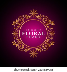 Luxury elegant circle floral frame golden round decorative corners 