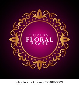 Luxury elegant circle floral frame golden round decorative corners 