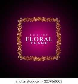 Luxury elegant circle floral frame golden round decorative corners 